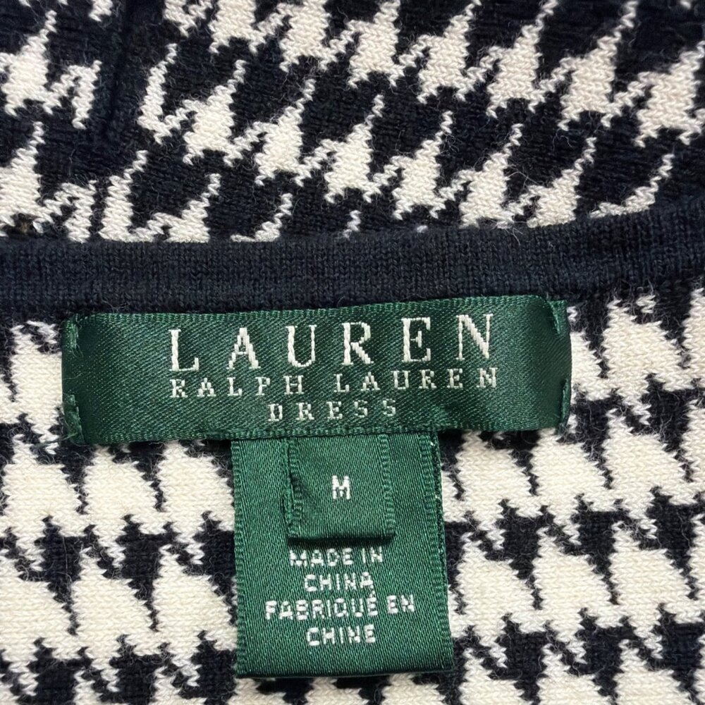 Lauren Ralph Lauren Womens Black & White Houndstooth Pleated Dress Sz M - Picture 7 of 10